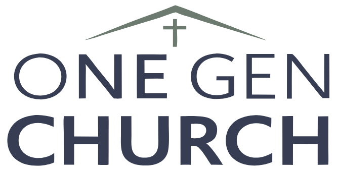 One Gen Church wordmark in slate and sage on cream