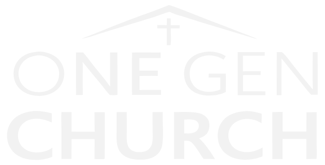 One Gen Church wordmark, white on One Gen Purple