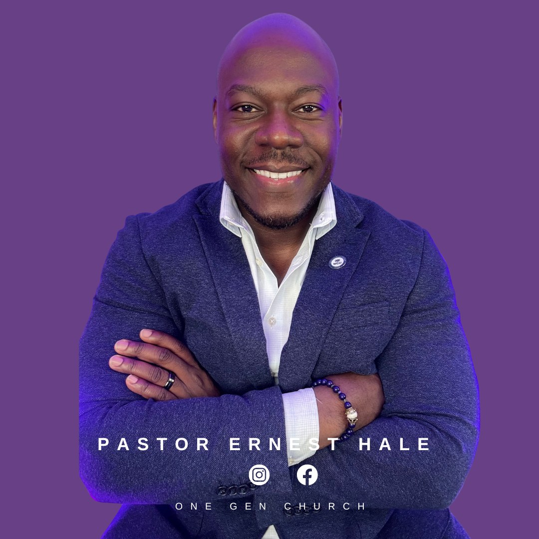Pastor Ernest Hale photo card, navy blazer