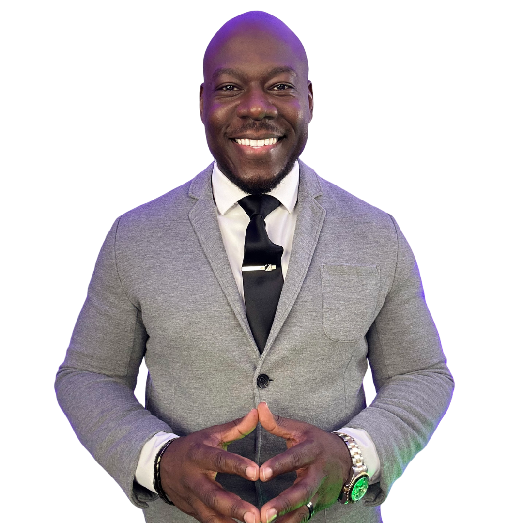 Pastor Ernest Hale in a grey blazer, approved cutout