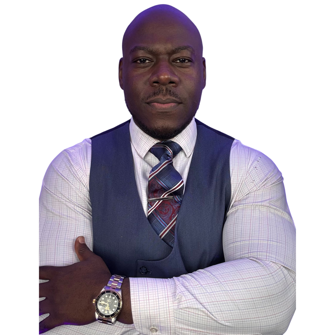Pastor Ernest Hale in a vest with arms crossed, approved cutout